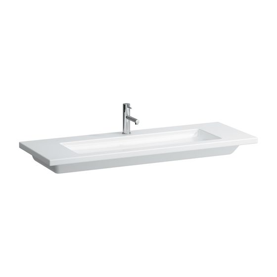 Laufen Waschtisch Living Square 480x1300x120mm, Weiß, 1 Hahnloch, ohne Überlauf