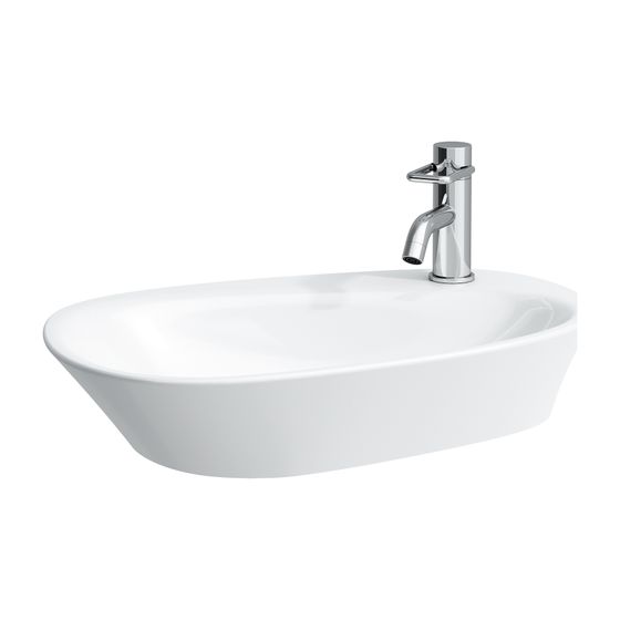 Laufen Waschtisch-Schale Palmoba 400x600x130mm, Weiß LCC, 1 Hahnloch, rechts mit Überlauf