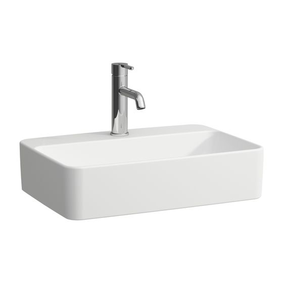 Laufen Waschtisch-Schale Savoy 380x550x155mm, Mattweiß, rechteckig mit Hahnlochbank mit Hahnloch, mit Überlauf