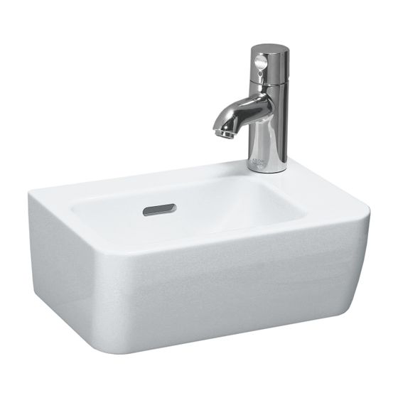 Laufen Pro A asymetrisches Handwaschbecken 250x360x165mm, mit einem Hahnloch rechts mit Überlauf, Weiß