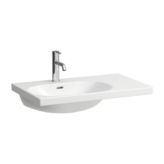 Laufen Waschtisch LUA 460x750x180mm, Weiß LCC, asymmetrisch Becken links 1 Hahnloch, mit Überlauf