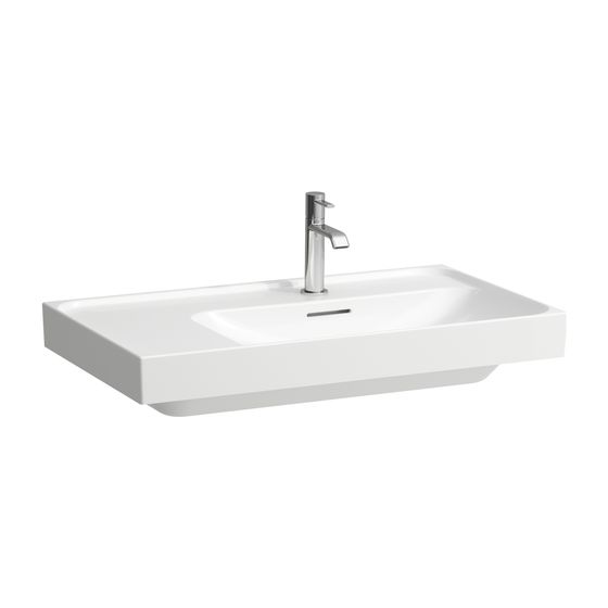 Laufen Waschtisch MEDA 460x800x160mm, Mattweiß, Ablage links, 3 Hahnlöcher mit Überlauf
