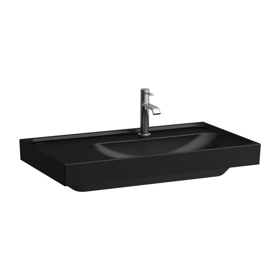 Laufen Waschtisch MEDA 460x800x160mm, Mattschwarz, Ablage links, 3 Hahnlöcher, ohne Überlauf