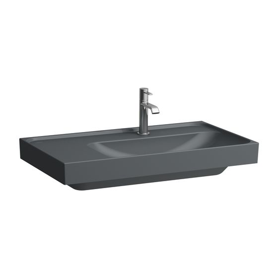 Laufen Waschtisch MEDA 460x800x160mm, Mattgraphit, Ablage links, 1 Hahnloch, ohne Überlauf