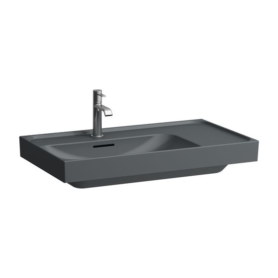 Laufen Waschtisch MEDA 460x800x160mm, Mattgraphit, Ablage rechts, 1 Hahnloch, mit Überlauf