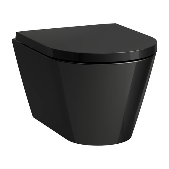Laufen Tiefspül-WC wandhängend Kartell 490x370mm, spülrandlos Ausführung kurz, Schwarz glänzend