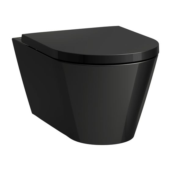 Laufen Wand-WC, Kartell, 545x370x340mm, glänzend Schwarz, Silent-Flush, Tiefspüler, spülrandlos