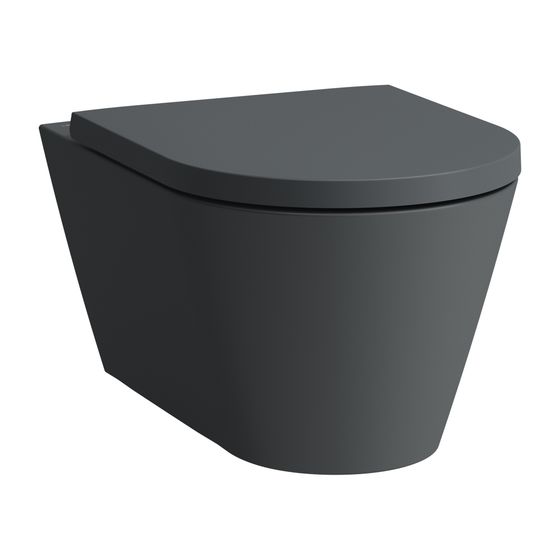 Laufen Wand-WC, Kartell, 545x370x340mm, Mattgraphit, Silent-Flush, Tiefspüler, spülrandlos