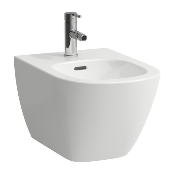 Laufen Wandbidet LUA 520x360mm, 1 Hahnloch, mit Überlauf, ohne seitliches Loch für Wasseranschluss, Weiß