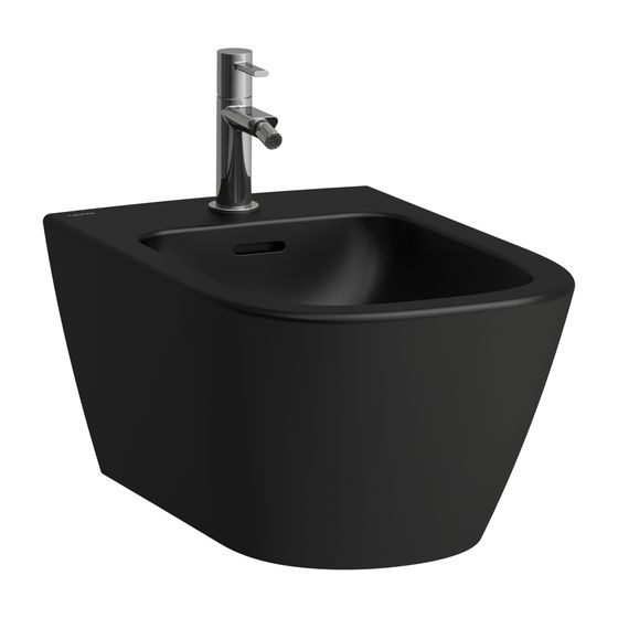 Laufen Wandbidet Advanced, verdeckte Befestigung, MEDA, 540x360mm, Mattschwarz, 1 Hahnloch, mit Überlauf, ohne seitliches Loch