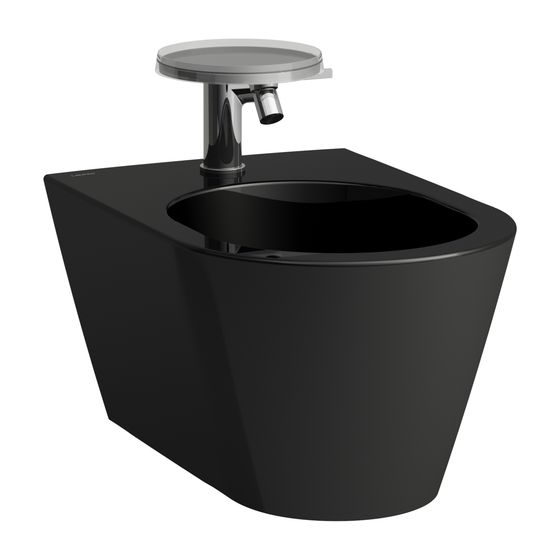 Laufen Wandbidet Kartell 545x370mm, 1 Hahnloch, ohne seitliches Loch für Wasseranschluss, Schwarz glänzend