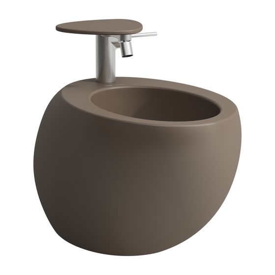 Laufen Wandbidet, Ilbagnoalessi, 390x585x355mm, Kaffee Matt, mit 1 Hahnloch, mittig, 2 seitliche Löcher, mit verdecktem Überlauf