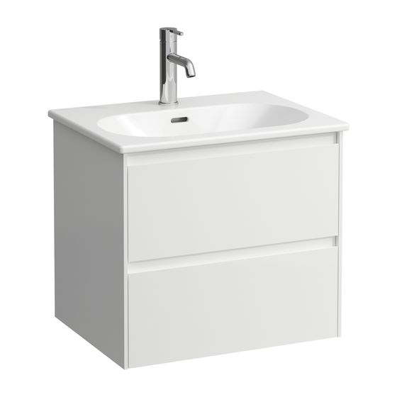 Laufen Waschtisch mit Unterbau LUA SET LANI 455x600x527mm, Mattweiß, Weiß, 1 Hahnloch, 2 Schubladen, Griffleiste, Soft-Close