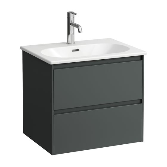 Laufen Waschtisch mit Unterbau LUA SET LANI 455x600x527mm, Verkehrsgrau, Weiß, 1 Hahnloch, 2 Schubladen, Griffleiste, Soft-Close