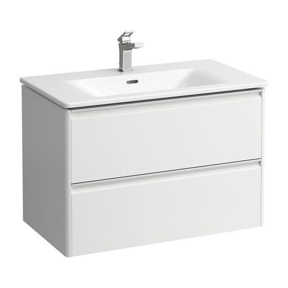 Laufen Waschtisch mit Unterbau Palace SET 450x800x545mm, Mattweiß, Weiß, 1 Hahnloch, 2 Schubladen, Griffleiste