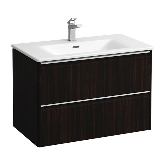 Laufen Waschtisch mit Unterbau Palace SET 450x800x545mm, Ulme dunkel, Weiß, 1 Hahnloch, 2 Schubladen, Griffleiste