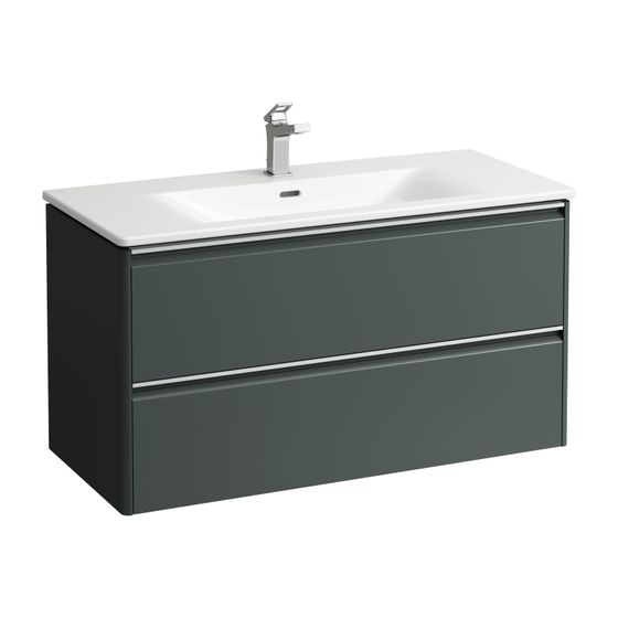Laufen Waschtisch mit Unterbau Palace SET 450x1000x545mm, verkehrsgrau, Weiß, 1 Hahnloch, Überlauf, 2 Schubladen, Griffleiste