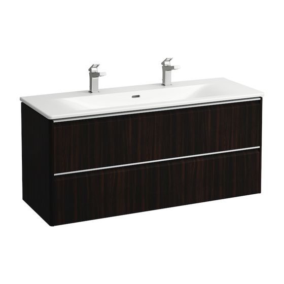 Laufen Waschtisch mit Unterbau Palace SET 450x1200x545mm, Ulme dunk./Weiß, 1 Hahnloch, links/rechts, Überl., 2 Schubl., Griffl.