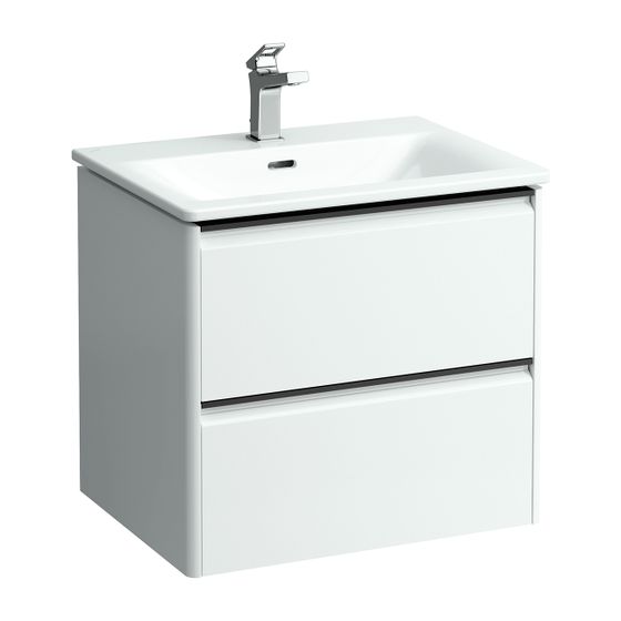 Laufen Waschtisch mit Unterbau Palace SET 450x600x545mm, Multicolor, Schwarz, Weiß, 1 Hahnloch, 2 Schubladen, Griffleiste