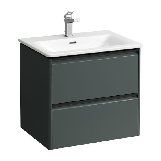Laufen Waschtisch mit Unterbau Palace SET 450x600x545mm, Schwarz, Weiß, 1 Hahnloch, 2 Schubladen, Griffleiste