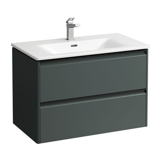 Laufen Waschtisch mit Unterbau Palace SET 450x800x545mm, Schwarz, Weiß, 1 Hahnloch, 2 Schubladen, Griffleiste