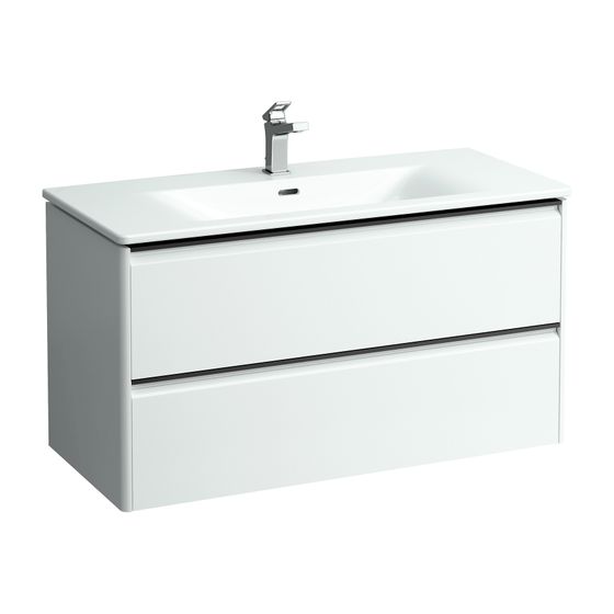 Laufen Waschtisch mit Unterbau Palace SET 450x1000x545mm, Mattweiß/Schwarz/Weiß, 1 Hahnloch, Überlauf, 2 Schubladen, Griffleiste