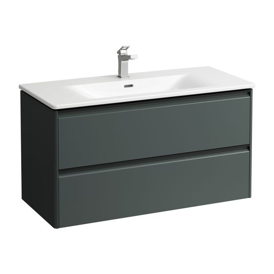 Laufen Waschtisch mit Unterbau Palace SET 450x1000x545mm, Schwarz/Weiß, 1 Hahnloch, Überlauf, 2 Schubladen, Griffleiste