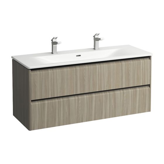 Laufen Waschtisch mit Unterbau Palace SET 450x1200x545mm, Ulme hell/Weiß, 1 Hahnloch, links/rechts, Überl., 2 Schublad., Griffl.