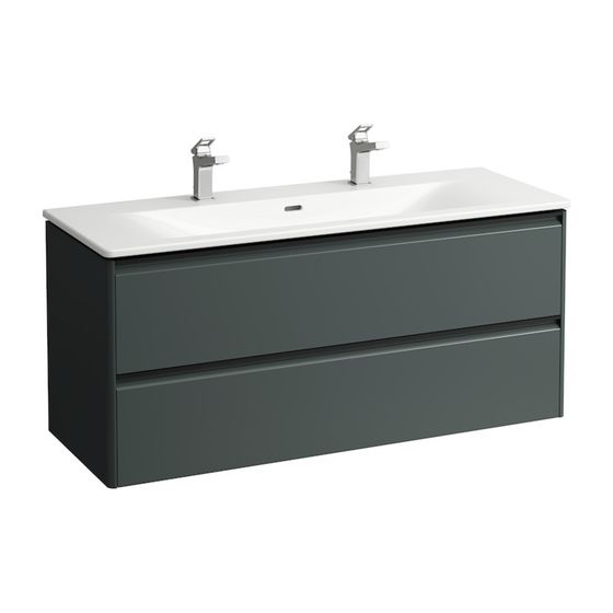 Laufen Waschtisch mit Unterbau Palace SET 450x1200x545mm, Schwarz/Weiß, 1 Hahnloch, links/rechts, Überlauf, 2 Schublad., Griffl.