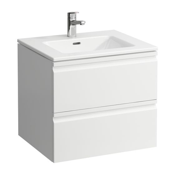 Laufen Waschtisch mit Unterbau Pro S Set 500x600x545mm, Wenge/Weiß, 1 Hahnloch, Überlauf, 2 Schubladen mit Griffmulde