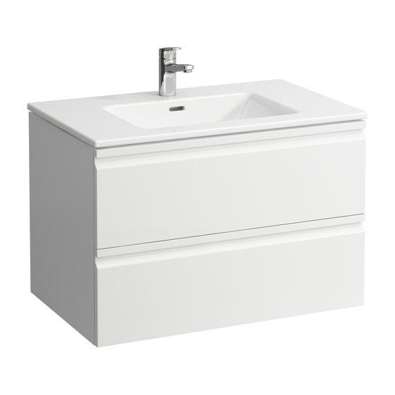 Laufen Waschtisch mit Unterbau Pro S Set 500x800x545mm, Wenge/Weiß, 1 Hahnloch, Überlauf, 2 Schubladen mit Griffmulde