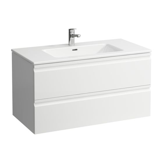 Laufen Waschtisch mit Unterbau Pro S Set 500x1000x545mm, Graphit/Weiß, 1 Hahnloch, Überlauf, 2 Schubladen m. Griffmulde