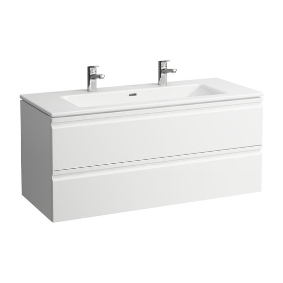 Laufen Waschtisch mit Unterbau Pro S Set 500x1200x545mm, Eiche/Weiß, 1 Hahnloch, links/rechts, Überlauf, 2 Schubladen m. Griffm.