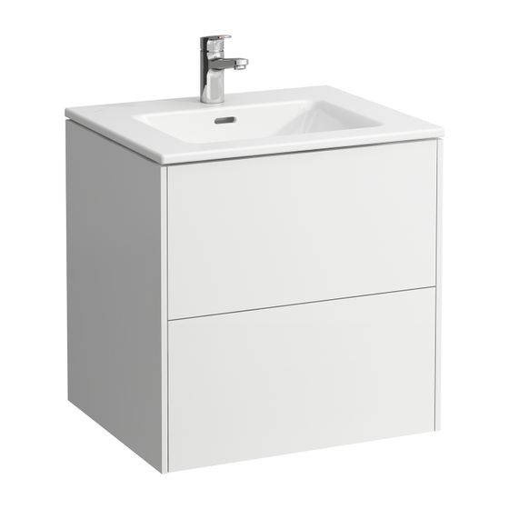Laufen Waschtisch mit Unterbau Pro S Set BASE 500x600x610mm, glän. Weiß, 1 Hahnloch, mit Überlauf, 2 Schubladen, Push/Pull weiß