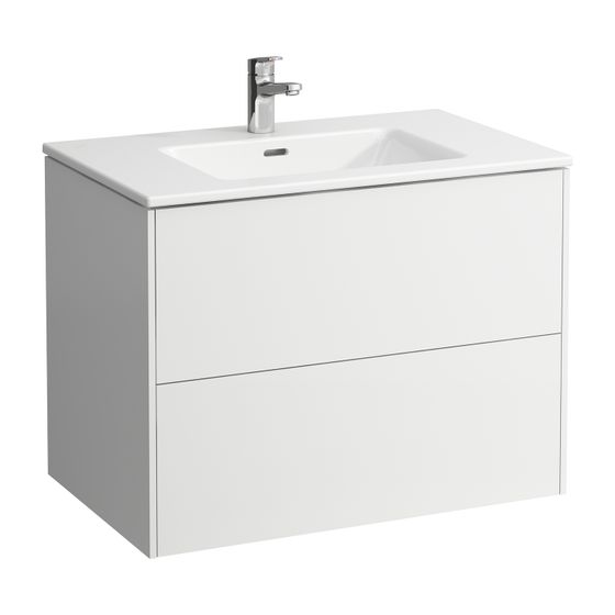 Laufen Waschtisch mit Unterbau Pro S Set BASE 500x800x610mm, Mattweiß/Weiß, 1 Hahnloch, mit Überlauf, 2 Schubladen, Push/Pull