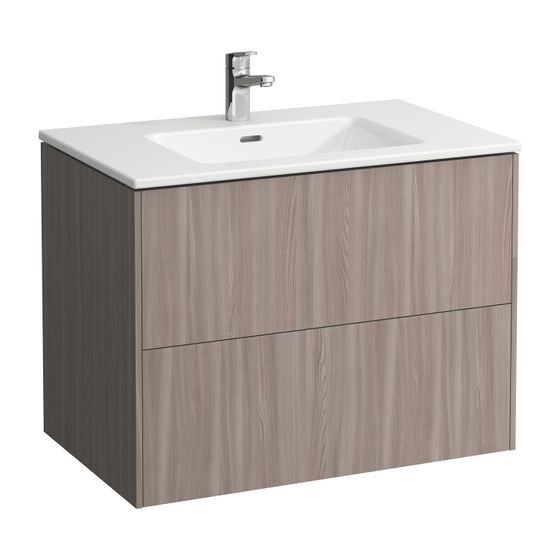 Laufen Waschtisch mit Unterbau Pro S Set BASE 500x800x610mm, Ulme hell/Weiß, 1 Hahnloch, mit Überlauf, 2 Schubladen, Push/Pull