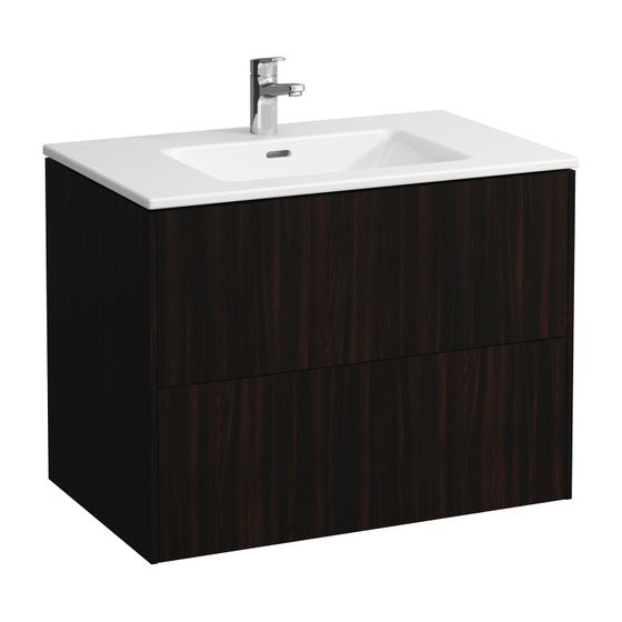 Laufen Waschtisch mit Unterbau Pro S Set BASE 500x800x610mm, Ulme/ dunkelWeiß, 1 Hahnloch, mit Überlauf, 2 Schubladen, Push/Pull