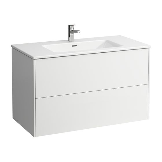 Laufen Waschtisch mit Unterbau Pro S Set BASE 500x1000x610mm, Mattweiß/Weiß, 1 Hahnloch, mit Überlauf, 2 Schubladen, Push/Pull