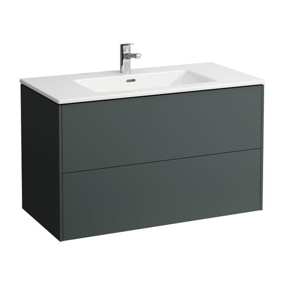 Laufen Waschtisch mit Unterbau Pro S Set BASE 500x1000x610mm, Grau/Weiß, 1 Hahnloch, mit Überlauf, 2 Schubladen, Push/Pull