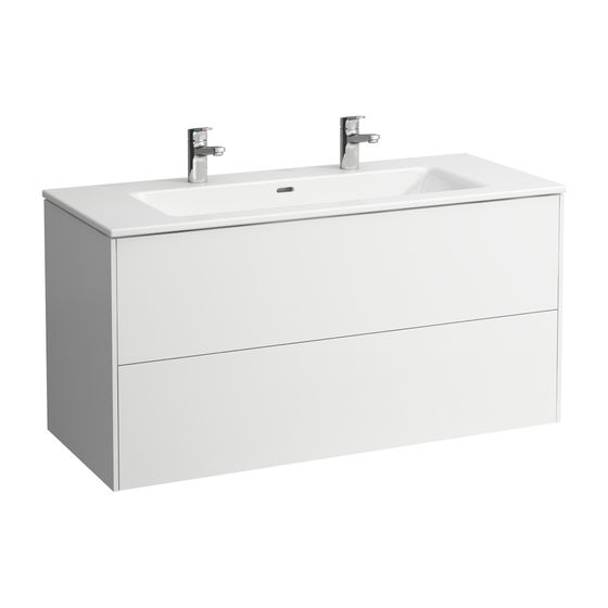Laufen Waschtisch mit Unterbau Pro S Set BASE 500x1200x610mm, glä. Weiß, 1 Hahnloch links/rechts, Überla., 2 Schubl., Push/Pull