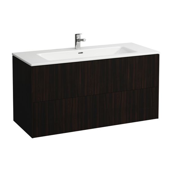 Laufen Waschtisch mit Unterbau Pro S Set BASE 500x1200x610mm, Ulme dunkel/Weiß, 1 Hahnloch, Überlauf, 2 Schubladen, Push/Pull