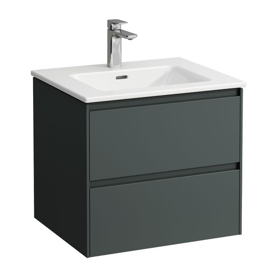 Laufen Waschtisch mit Unterbau Pro S Set BASE 500x1200x610mm, Grau/Weiß, 1 Hahnloch, mit Überlauf, 2 Schubladen, Push/Pull