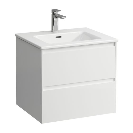 Laufen Waschtisch mit Unterbau Pro S Set LANI 500x600x540mm, glänzend Weiß, Weiß 1 Hahnloch, 2 Schubladen, Griffleiste