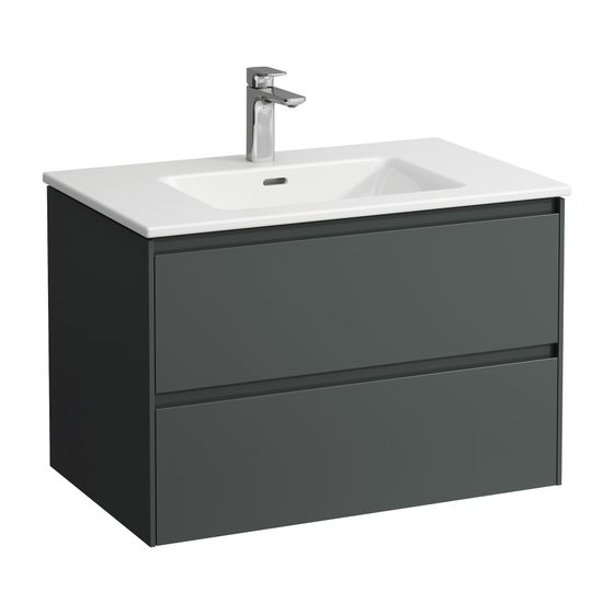 Laufen Waschtisch mit Unterbau Pro S Set LANI 500x800x540mm, Verkehrsgrau, Weiß, 1 Hahnloch, 2 Schubladen, Griffleiste