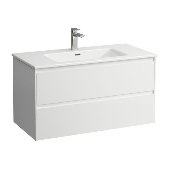 Laufen Waschtisch mit Unterbau Pro S Set LANI 500x1000x540mm, Specialcolor, Weiß, 1 Hahnloch, 2 Schubladen, Griffleiste