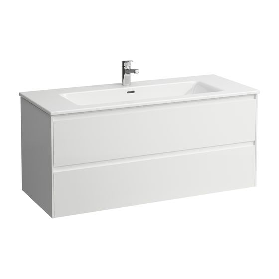 Laufen Waschtisch mit Unterbau Pro S Set LANI 500x1200x540mm, Mattweiß, Weiß, 1 Hahnloch, 2 Schubladen, Griffleiste