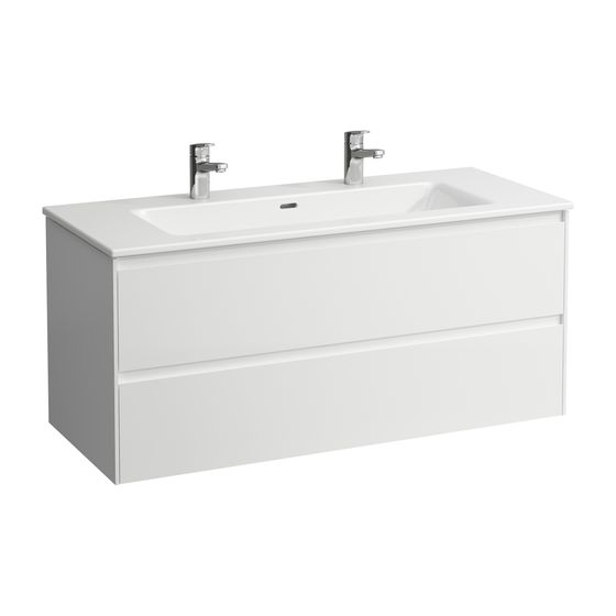 Laufen Waschtisch mit Unterbau Pro S Set LANI 500x1200x540mm, glän. Weiß, 1 Hahnloch links/rechts, Überlauf, 2 Schubl., Griffl.