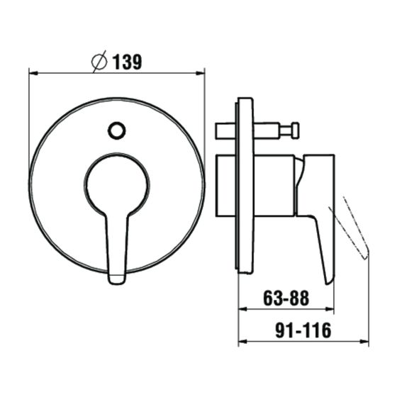 Laufen Einhebel-Wannenmischer Unterputz Pure für Simibox Standard/Light mit Rohrunterbrecher, PVD Titanschwarz Matt, ohne Zub.