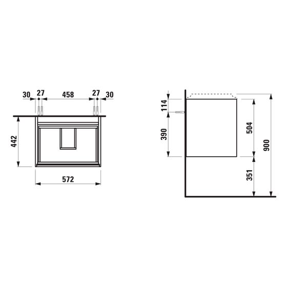 Laufen Waschtischunterbau Lani 630x520x595mm, mit 2 Schubalden, für H814073, Verkehrsgrau