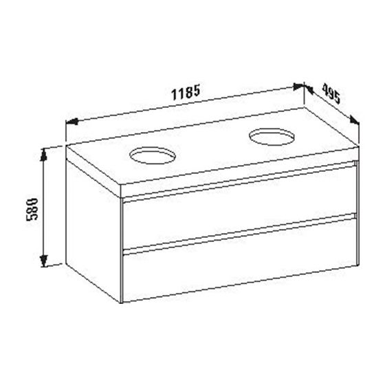 Laufen Waschtischunterbau Lani 495x1185x580mm, mit 2 Schubl., Ausschnitt beidseitig, Abdeckplatte 65mm, Weiß glänz./Weiß matt